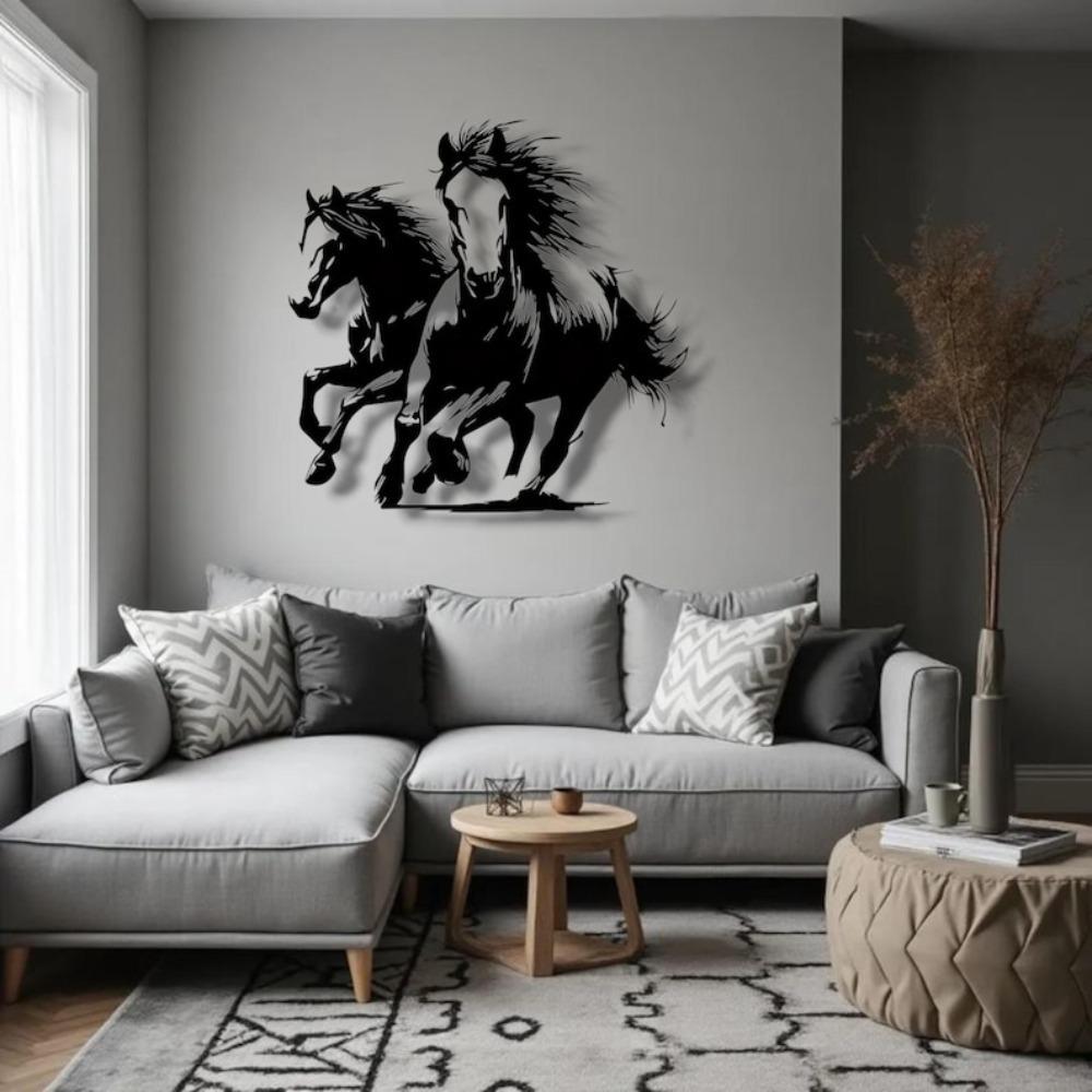 Horses Metal Wall Art Dynamic Freedom Power Design