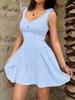 European and American new fashion strap suspender contrasting color plaid dress
