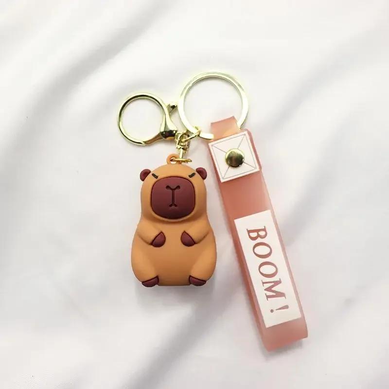 1PC Cartoon Capybara Plush Keychain Kawaii Backpack PVC Pendant Decoration Keyring Accessories Anime Lover Gifts