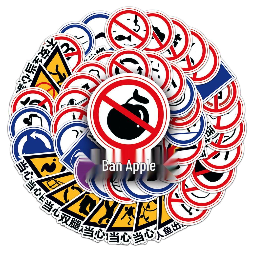 50 Waterproof Decorative Warning Sign Stickers for Phone Cases, Suitcases, and Journals