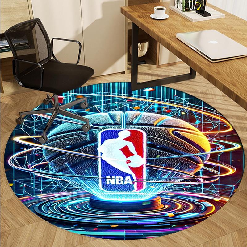 NBA Pattern Round Rug, Indoor/Outdoor Mat, for Picnic, Gameroom, Bedroom, Office, Living Room, Home Decor Carpet, Birthday Gift