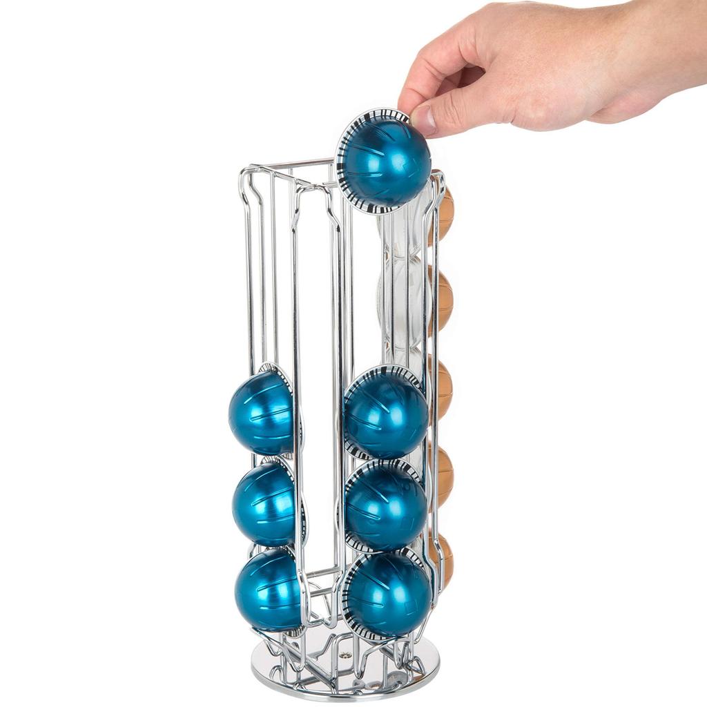 Coffee Capsule Stand 360 degrees Rotation Anti Slip Thick Base Wrought Iron Capsule Pod Holder for 20pods