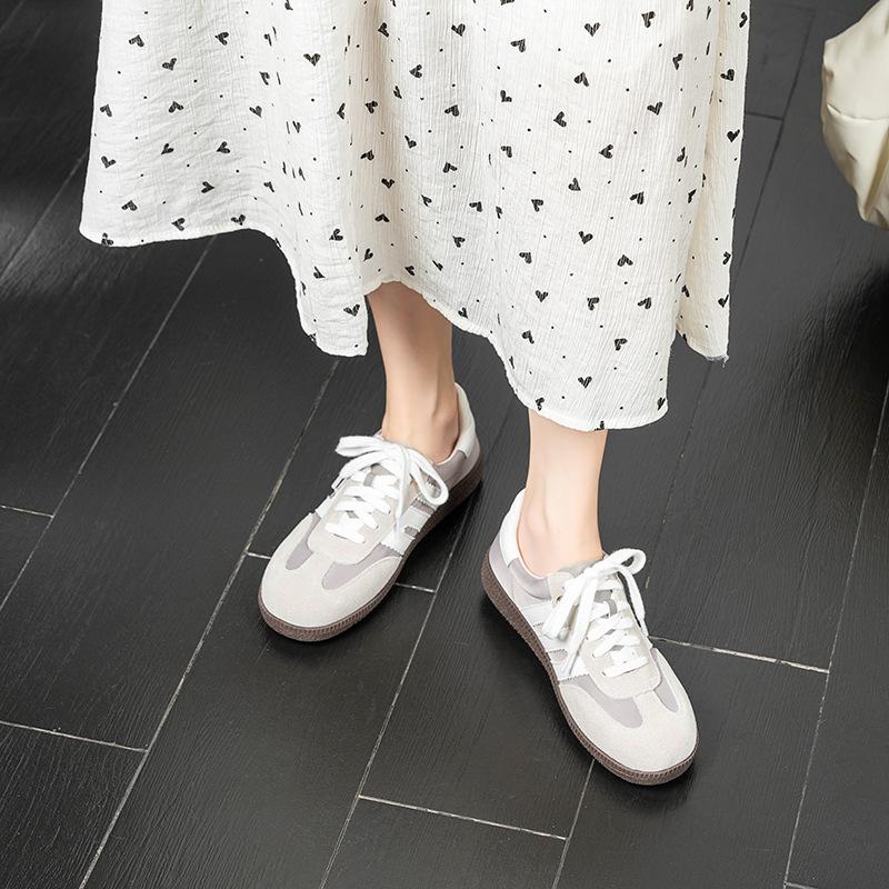 Brown German Training Shoes Women's Autumn Classic Retro Flat-bottomed Color Matching Forrest Gump Shoes Versatile Soft-soled Casual Sports Litt