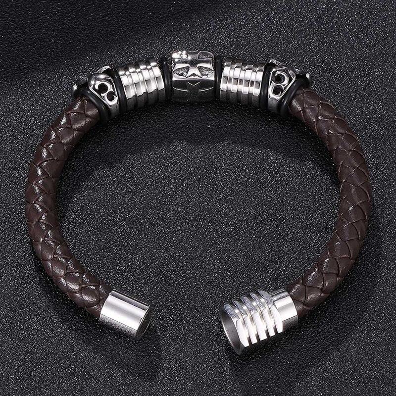 Leather Brown Men Bracelet Fashion Male Vintage Accessories Charm Bracelet Men Jewelry