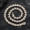 European and American Hip-hop Necklace 10mm Flip Button Zircon Rock Sugar Chain Men's Necklace Jewelry High-end Sense