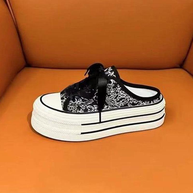 

New Chinese espadrilles national tide wind lace-up thick baseplate shoes 2025 new casual women s shoes wear one pedal and half drag 35 чорний