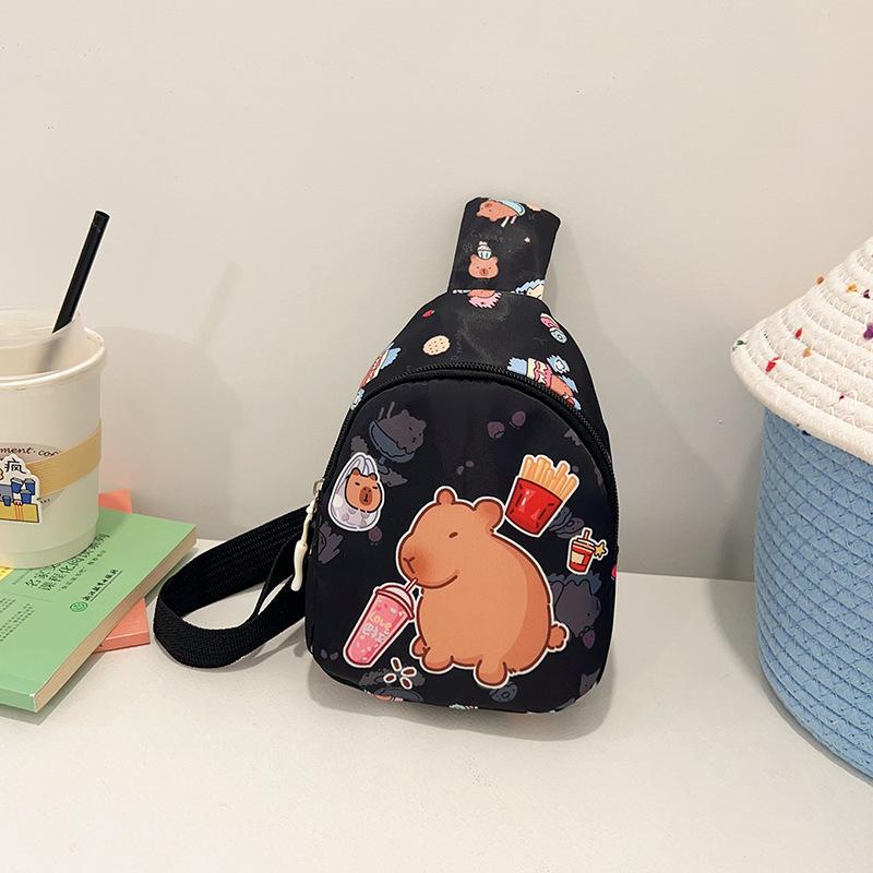 

Мультяшная анимация Детская нагрудная сумка для мальчиков и девочек Повседневные универсальные аксессуары Сумка для мелочи Уличная дорожная наплечная сумка-мессенджер чёрный