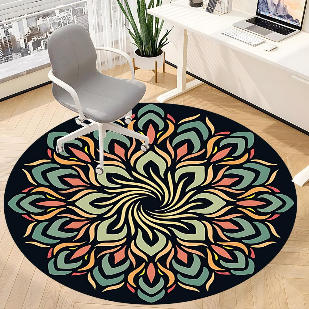 1PC Mandala Pattern Chair Carpet for Office Non-Slip, Lightweight, Machine Washable Rug for Office, Sleeping, Room - Holiday Decoryy251009025