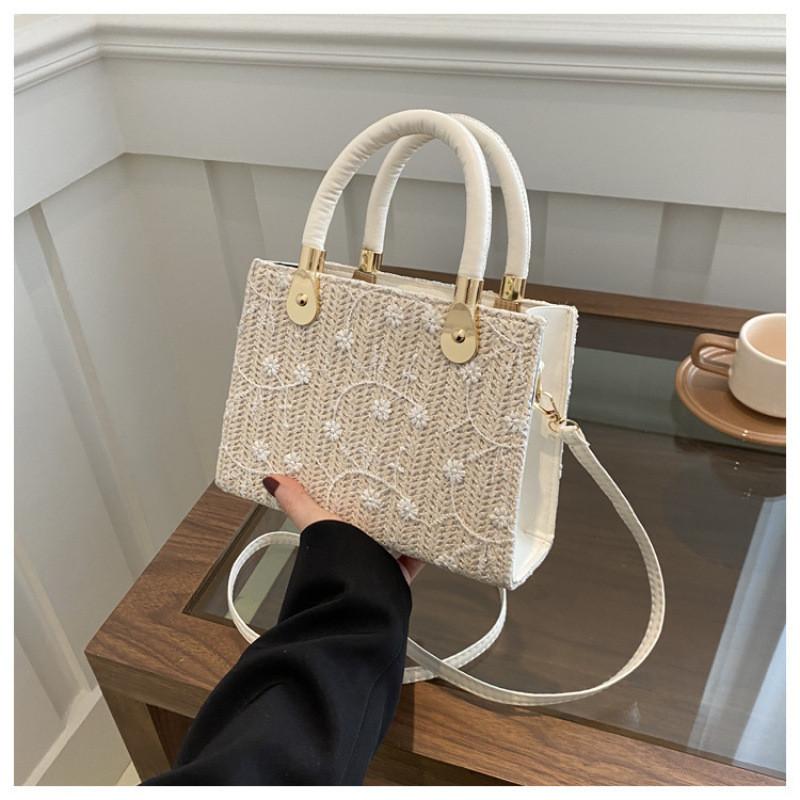 Straw Handheld Small Square Bag For Daily Casual Wear Street Style