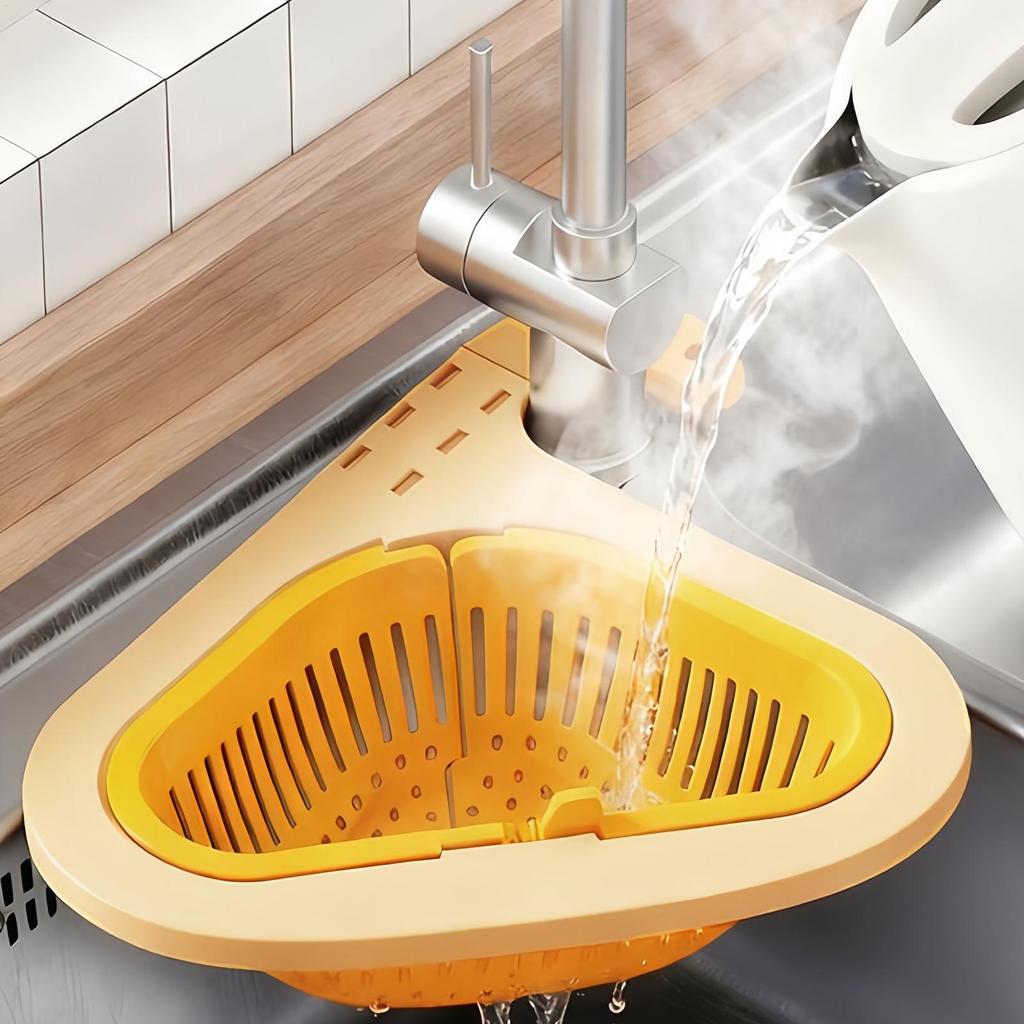 Corner Sink Strainer Drain Press Pouring Food Catcher Kitchen Faucet Strainer Basket for Vegetables Fruits Bar Home Food Prep