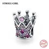 Fit Original European Bracelet 925 Sterling Silver Pink Enamel Dangle Beads Nail Polish Pendant Charms For Women Fashion Jewelry