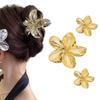 3pcs Large Small PVC Bauhinia Flower Hair Claw Clips for Women Girls Trendy Gold Silver Color Hairpin Accessories Styling Gifts