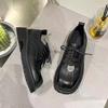2024 New Women's Lace-Up Women's Shoes Autumn Round Toe Mixed Color Thick Sole Casual and Comfortable Women's Loafers