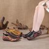Mode GKTINOO Echtes Leder Ballerinas Damen Schuhe Print Schnürung Runde Zehe 2025 Neu Frühling Prägnant Freizeit Retro Handgefertigt Damenschuhe