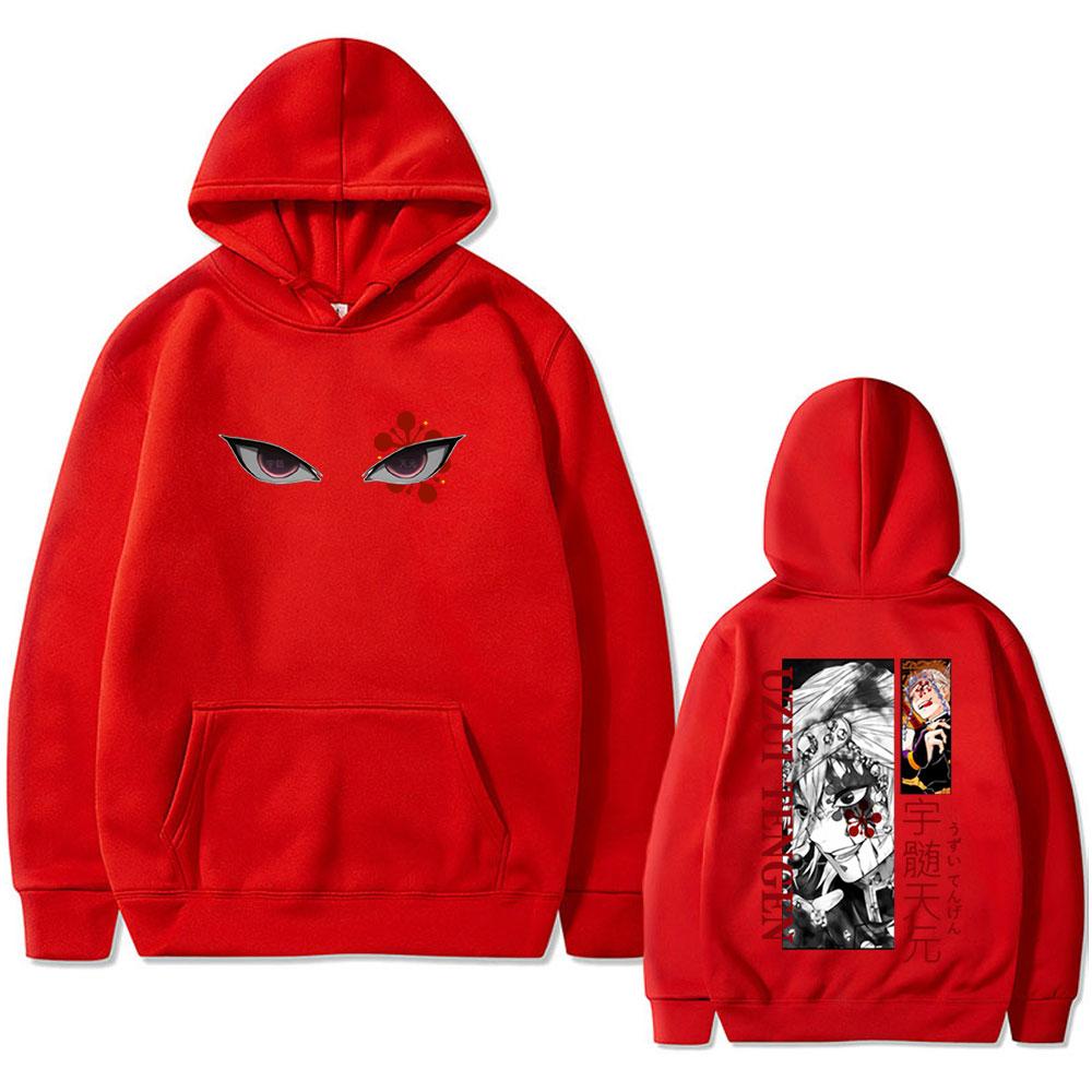 Anime Demon Slayer Uzui Tengen Eyes Graphic Print Hoodie Men Women Casual Oversized Pullover Male Vintage Fleece Hoodies