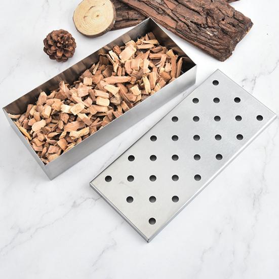 Scatola Affumicatura In Acciaio Inox A Forma Di V Per Barbecue - Per Trucioli E Farina Di Legno, 22x10x5,5 Cm - 3