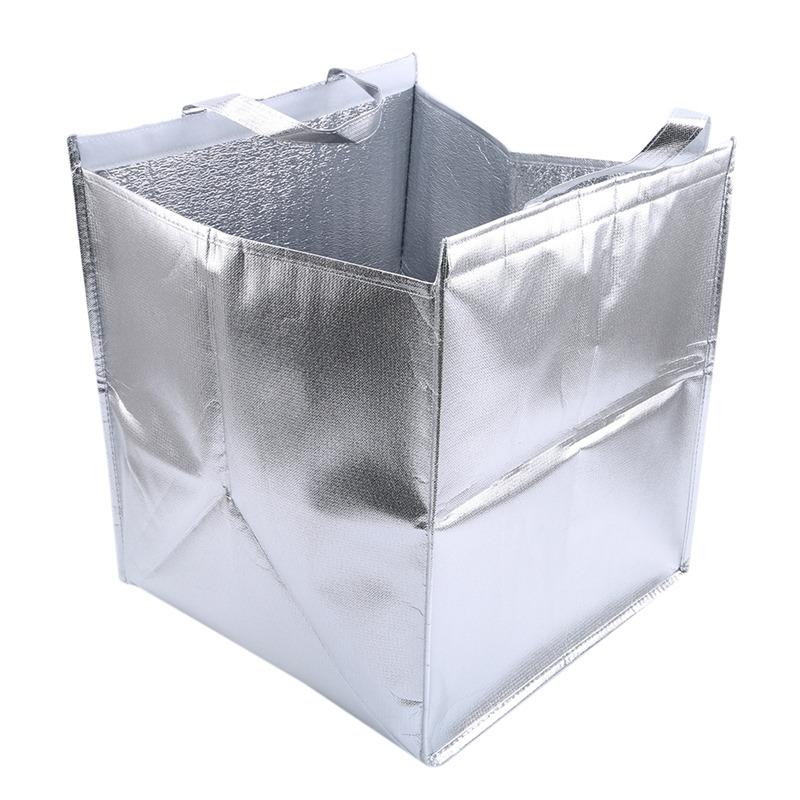 Thermal Bag Insulated Lunch Time Cake Sandwich Drink Fresh Storage Big Square Refrigerated Foil Food Bags Coffee 1Pc Silver