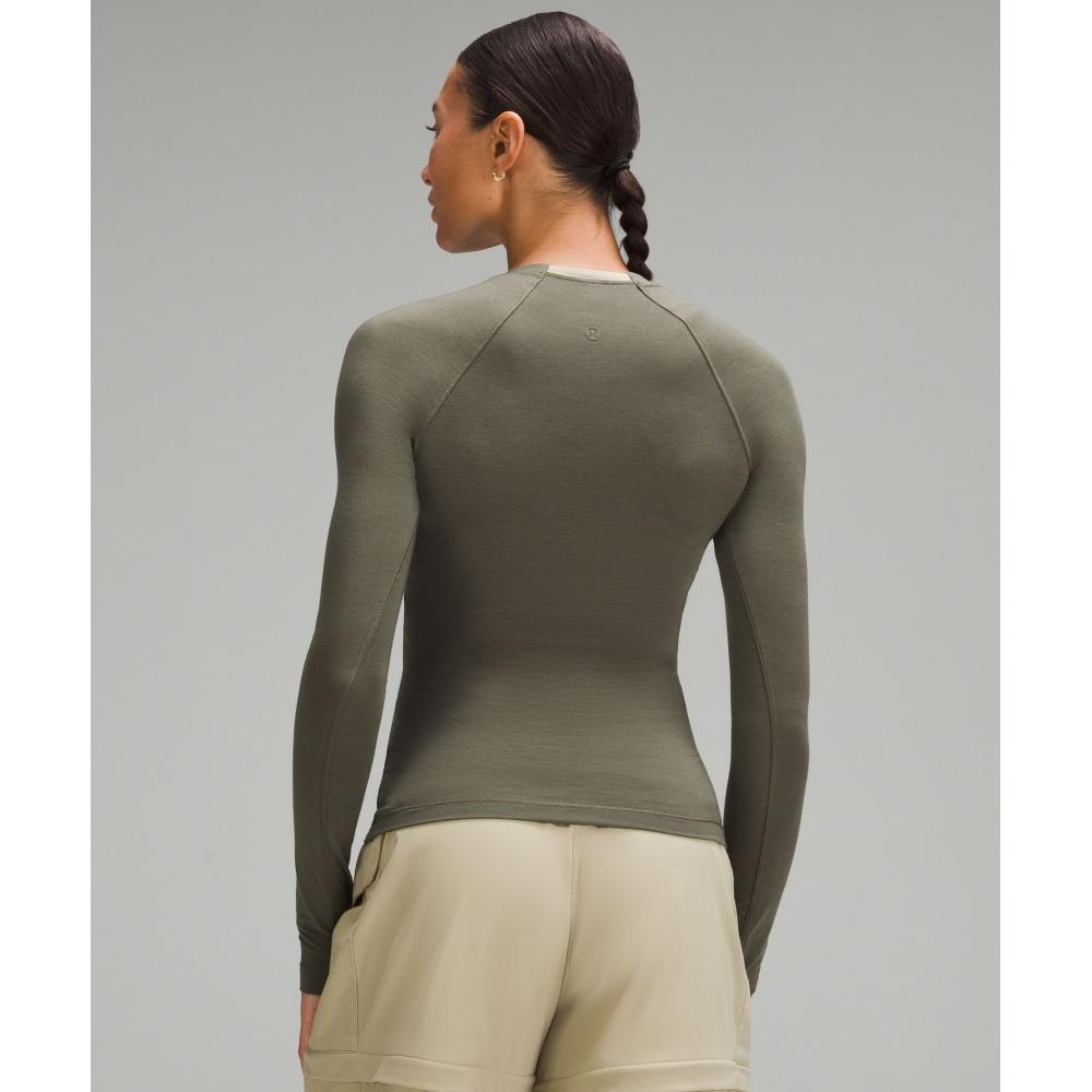 Lululemon Long Sleeve Crewneck Base Layer Army Green Compass Khaki