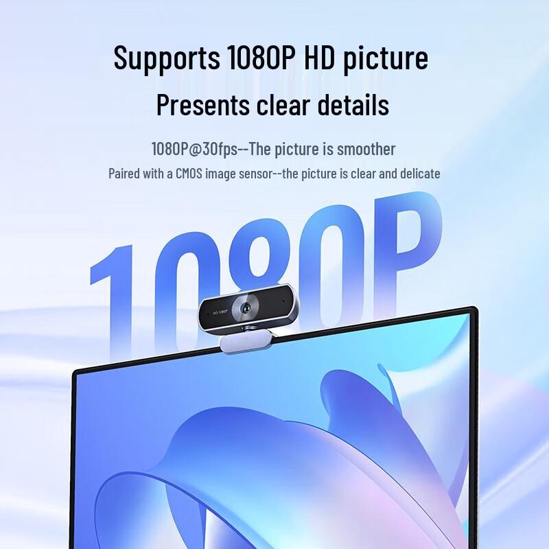 USB 1080P HD Webcam with Dual Mics