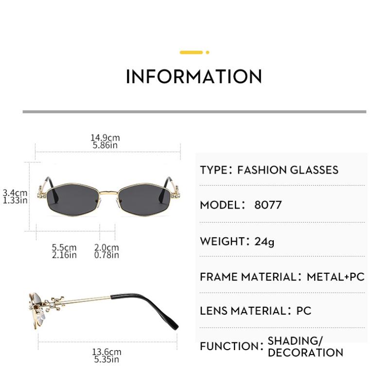 Women's sunglasses, men's and women's fashion polygonal metal sunglasses