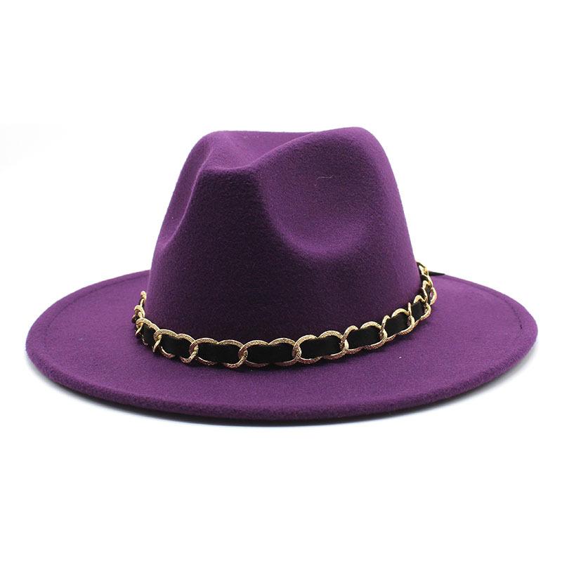 British Jazz Hat Men'S And Women'S Wool Hat Simple Felt Big Eave Hat Tide Flat Edge Hat