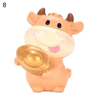 Figurines d'animaux en résine de bœuf doré, ornement mignon, bricolage de voiture, décoration de bureau, cadeau