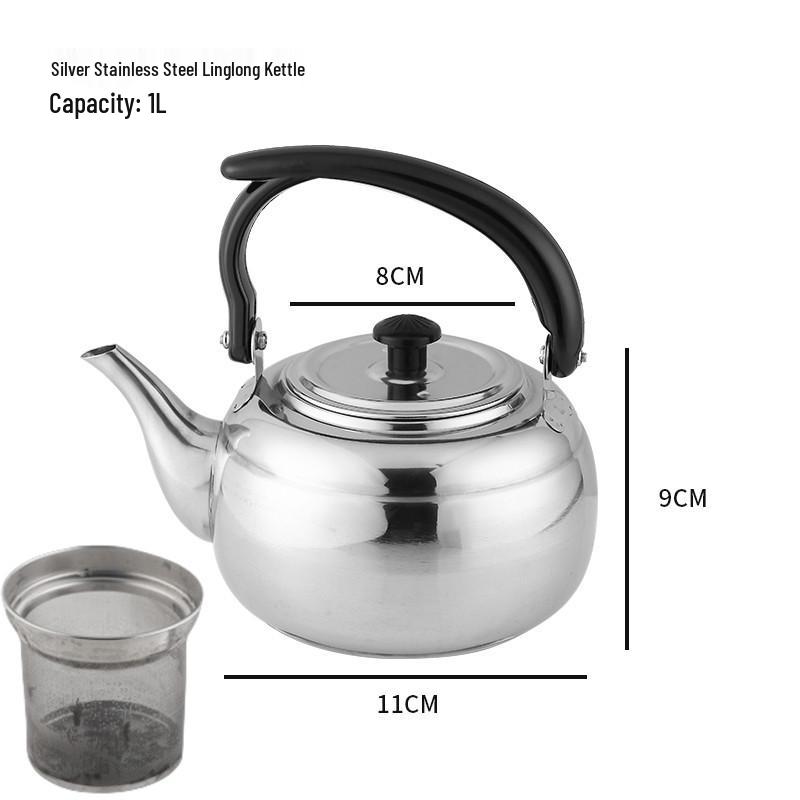 Large Exquisite Black Stainless Steel Teapot for Boiling Water and Tea, Suitable for Restaurants and Hotels