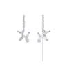 Charming White Puppy C-Shaped Tassel Dangle Earrings - 925 Sterling Silver for Women