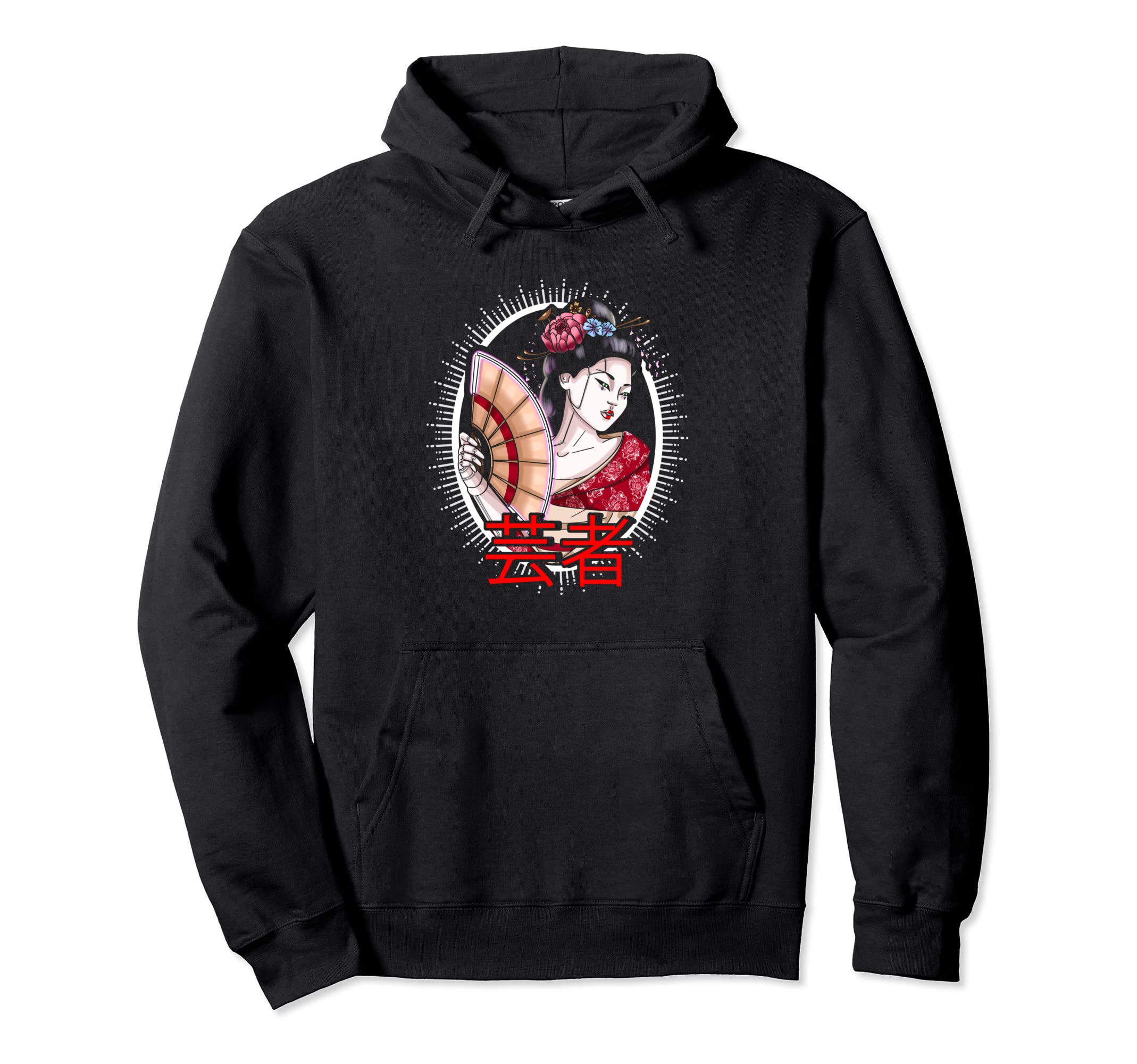 

Japanese Geisha Fan Japan Female Geisha Hoodie чорний