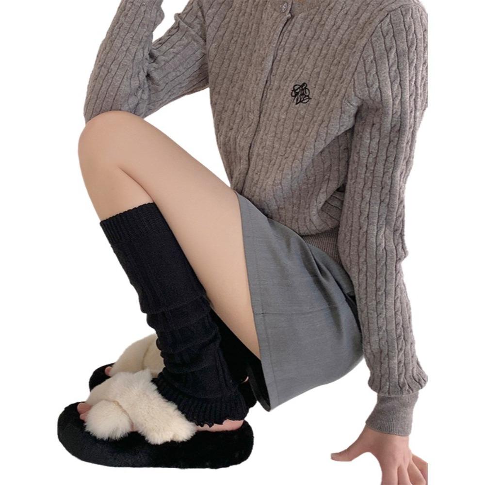 Lolita Fashion Stacked Socks Knitted Foot Cover Leg Cover Socks Warmth Knee Socks For Women Girls