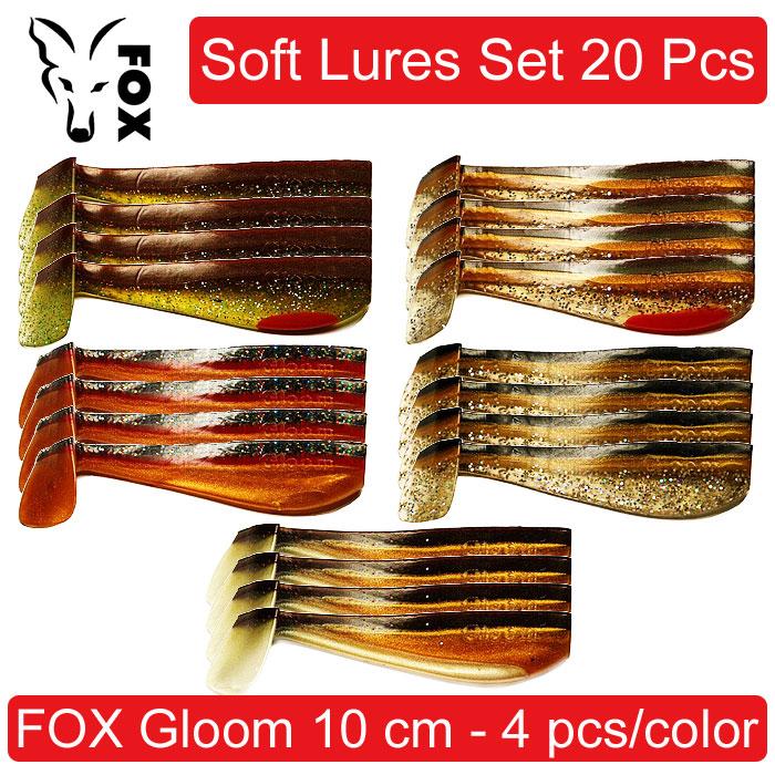 

Soft Lures Set FOX GLOOM #1, 100 мм. Набір силіконових приманок для риболовлі, віброхвости - 20 шт. 20 pcs