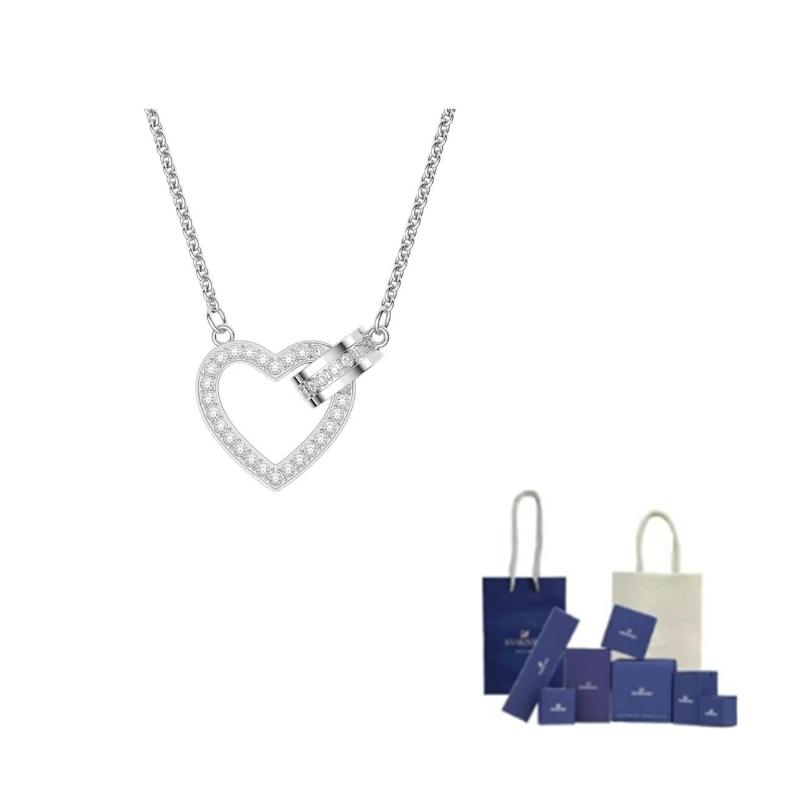 Swarovski Lovely Heart Ineinandergreifende Kristall Halskette Damen Halskette 5636444 Shopping Bag,White Gold-Plated white