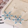 Platinum Blue Snowflake Two-Tone Diamond Earrings: European & American Fashion Jewelry for Women