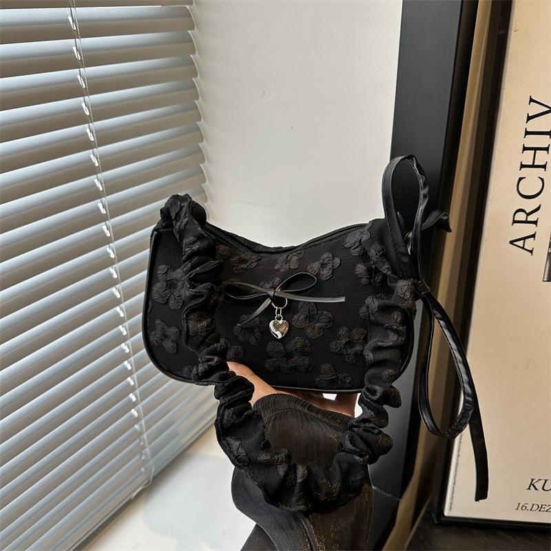 Summer new fashionable women's bag pleated crescent bag casual and beautiful shoulder bag commuter messenger bag