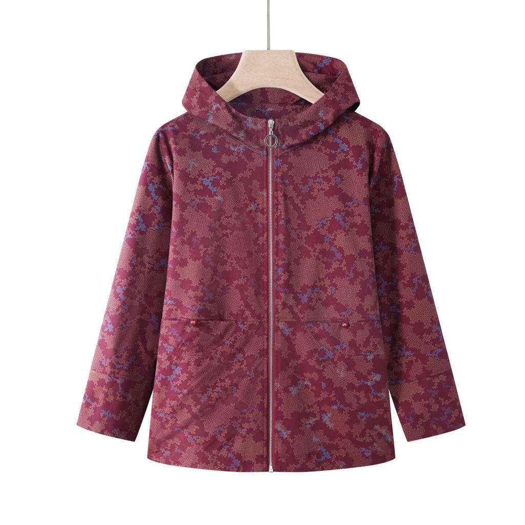 Extra Size Plus 200 Jin Spring/Autumn Casual Windbreaker Coat for Middle-aged & Elderly Women