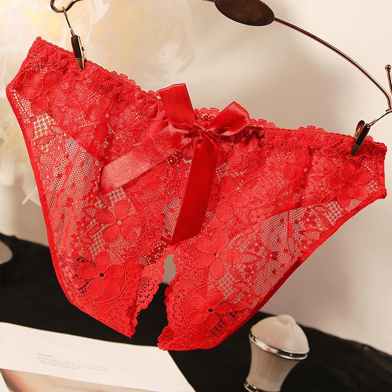Panties female sexy charming lace open crotch free transparent large size temptation low waist Japanese large size briefs