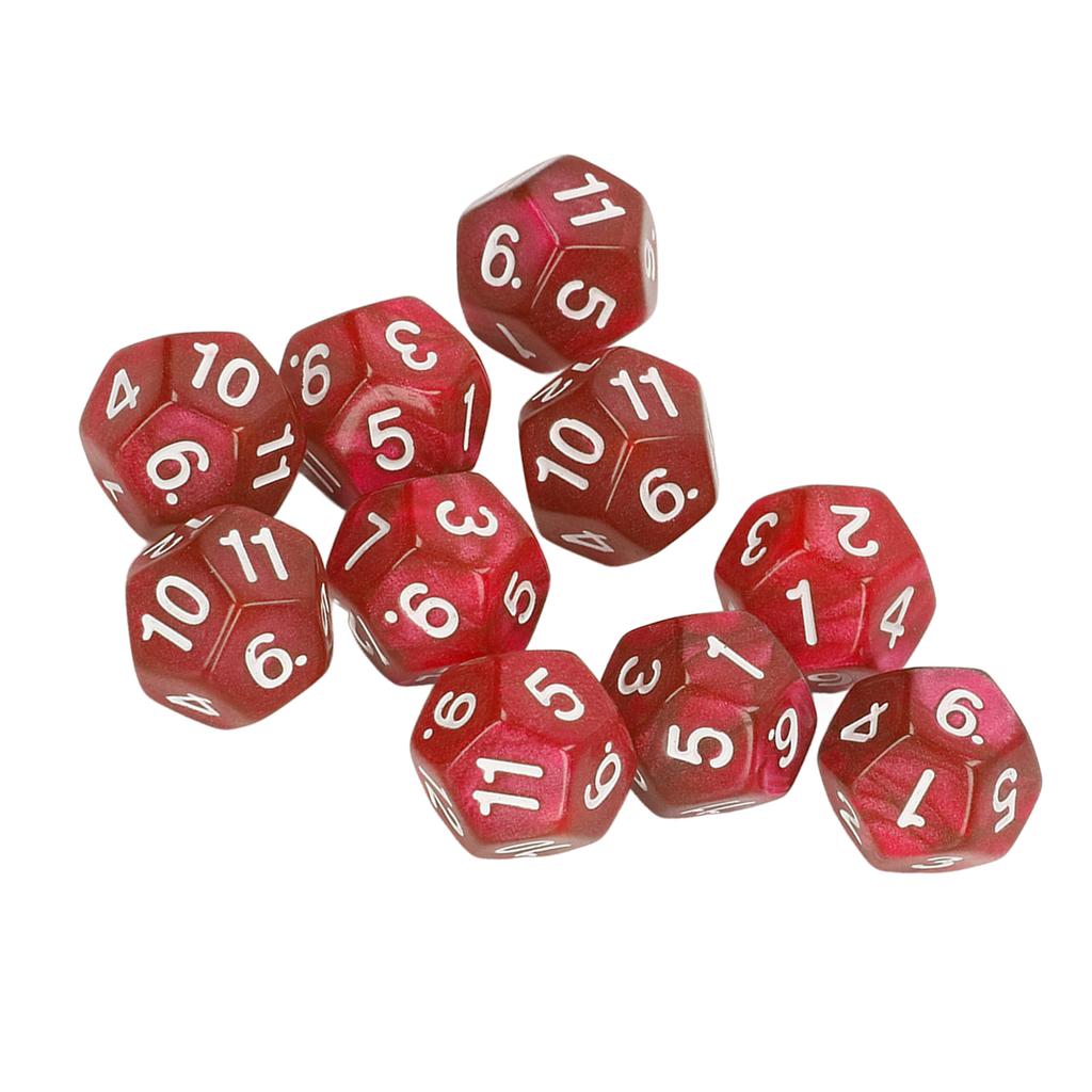 40pcs Polyhedral Dice Clear Numbers Waterproof Prevent Oxidation 12 Sided Dice Set for Game Teaching Red