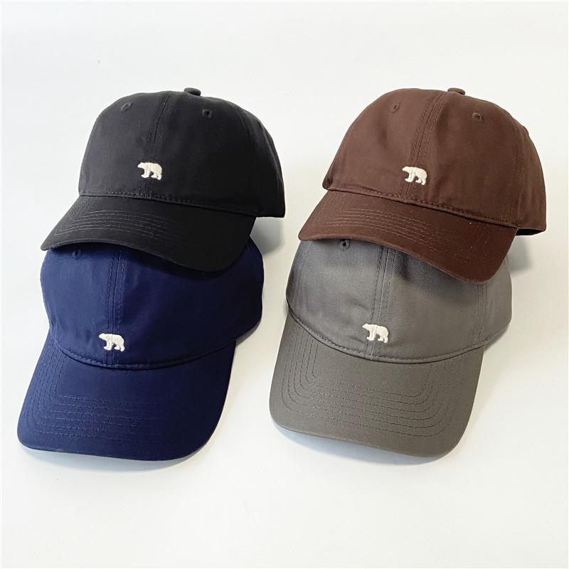 New Polar Bear Embroidered Baseball Cap Men's and Women's American Soft Top Cap Spring and Summer Versatile Big Head Circumference Sun Hat