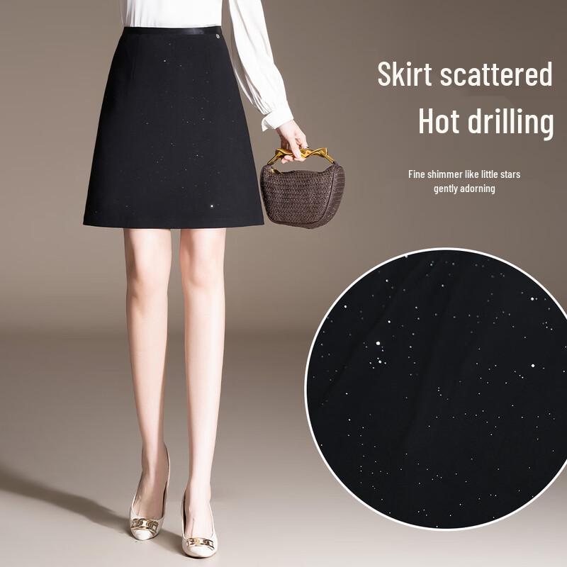 Sparkling Dot High-Waist A-Line Midi Skirt