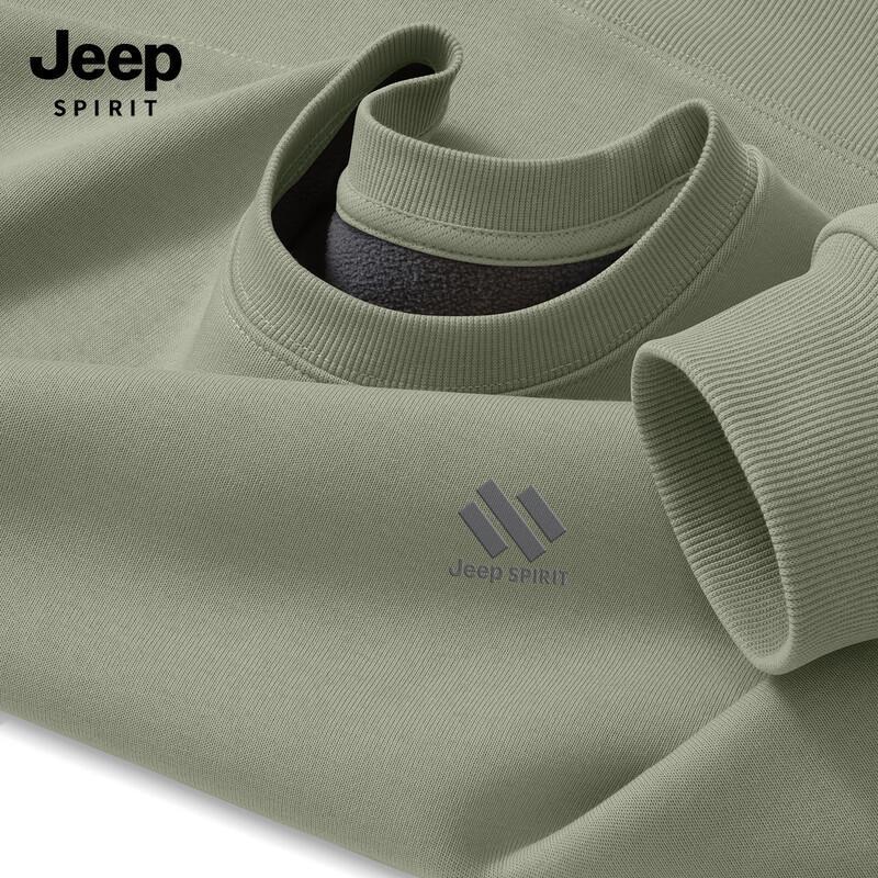 

JEEP SPIRIT Men s American Style Fleece-Lined Round Neck Loose Fit Sweatshirt 3XL