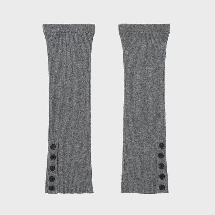 Button Knit Leg Warmers [Gray]