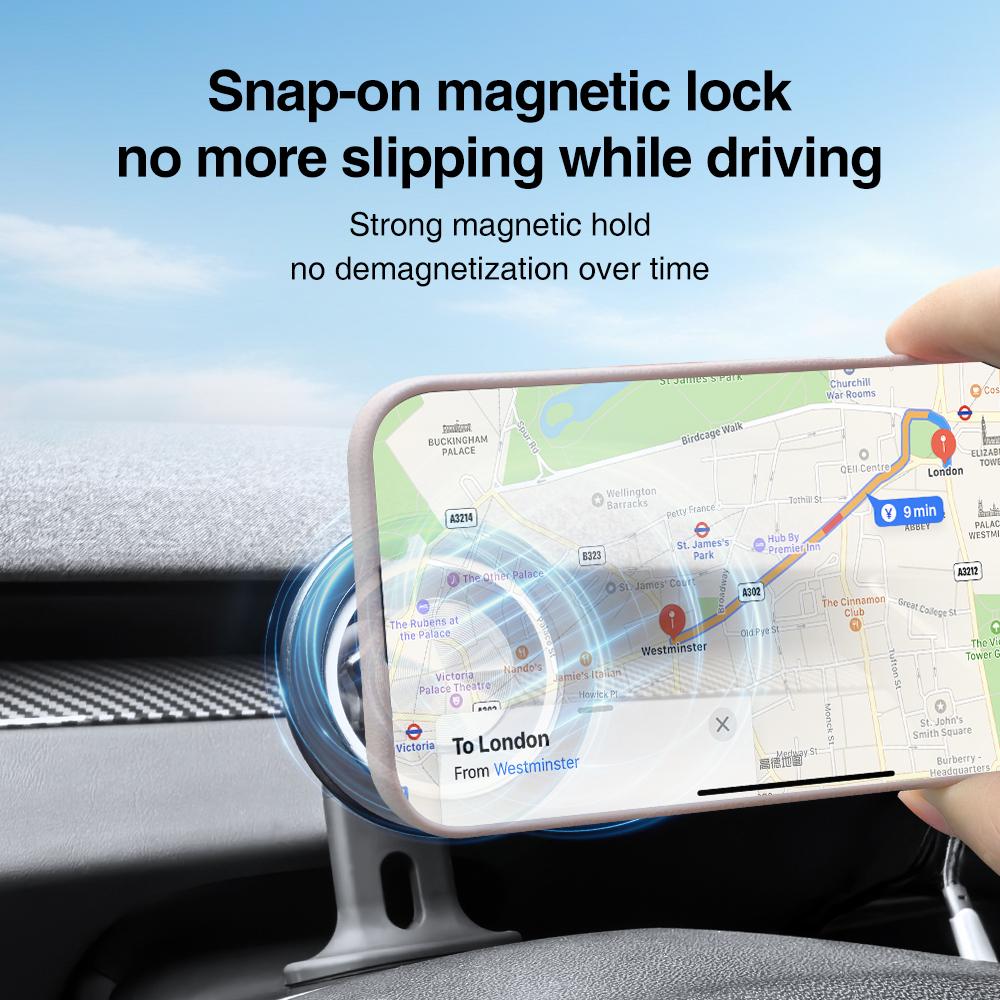 Heenvn For Tesla Model Y Juniper 2025 2026 Model 3 Highland Car Magnetic Adjustable Phone Bracket ABS Vibration Proof Holder