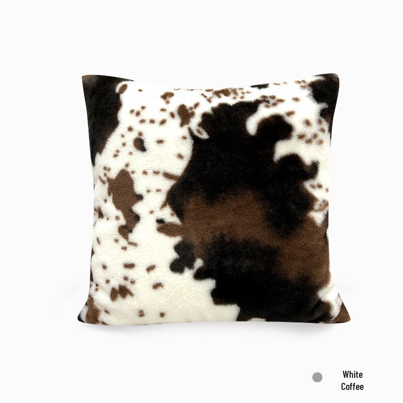 Cow Pattern Plush Lumbar Pillow for Sofa, Bed, Office, or Car