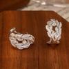Exquisite Luxury Leaf Earrings Inlaid with Bright Zircon for Women's Jewelry, Able Wedding Accessories