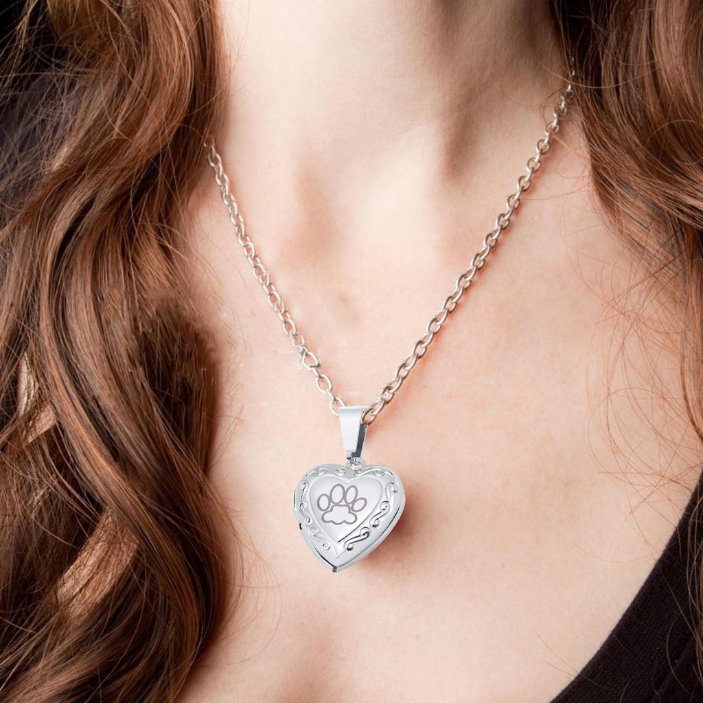 Pet Urn Pendant Engraving Paw Print Ash Holder Keepsake Necklace for