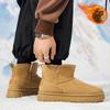 Winter Snow Boots Men's One-foot Velvet Thickened Warm Velcro Thick-soled Non-slip and Cold-proof Large Cotton Boots