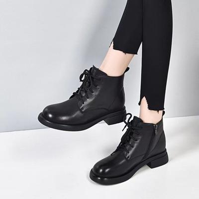 Women's Shoes British Style Retro Martin Boots Women's 2025 Autumn and Winter New Velvet Warm Side Zipper Casual Short Boots