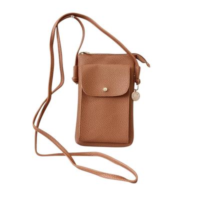 [mauve] Front Flap Pocket Smartphone Shoulder Bag, Large (Camel)