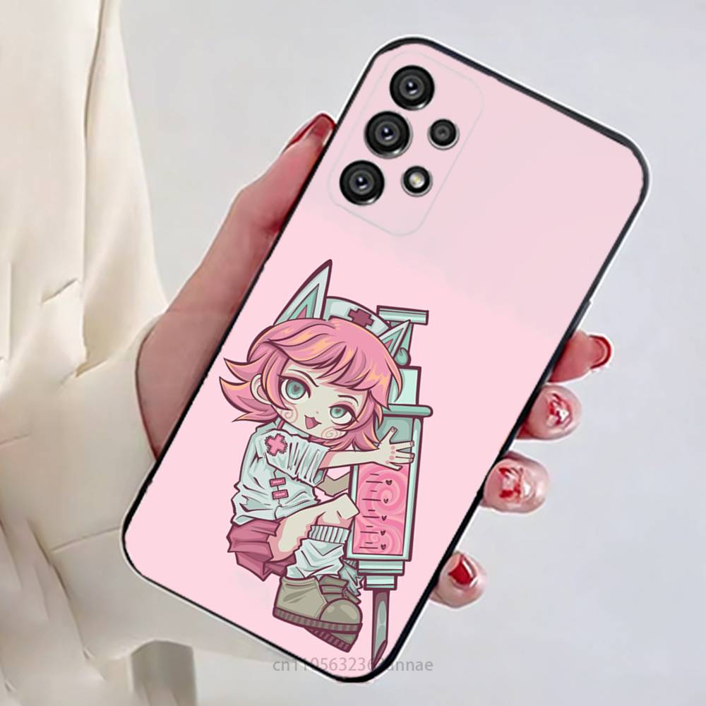 P-Psychocuties Strawberry Phone Case For Samsung Galaxy A13,21s,22,31,32,52,53,71,80,A91 Soft Black Shell Samsung A20S