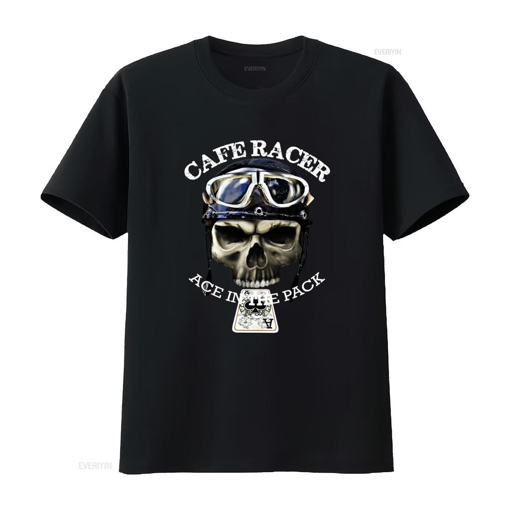 Cafe Racer Ace in de Pack Vintage Retro Biker Schedel T-shirt voor Mannen vintage Gewassen mode Veelzijdig homme Stijlvol Rekbaar